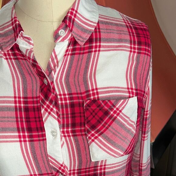 Rails ‘Hunter’ Plaid Shirt 👚 in Raspberry & White SOFT Pocket. - Picture 4 of 17
